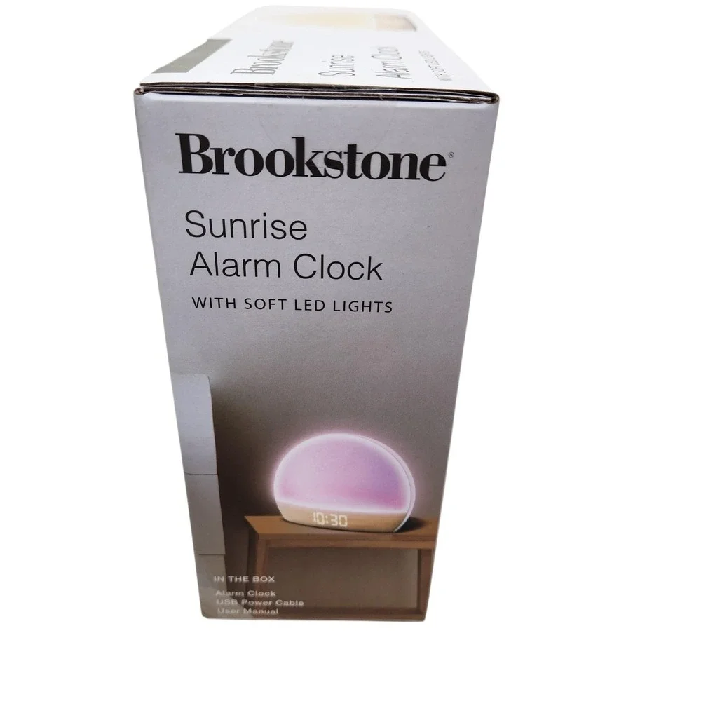Brookstone Sunrise Alarm Clock Color Changing LED Light USB Bedroom Digital